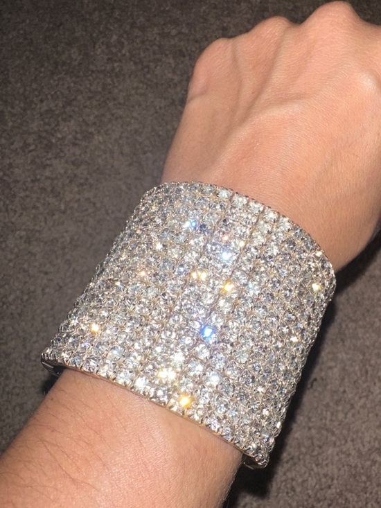bebe Jewelry - bebe Crystal-Embellished Wide Cuff Bracelet - Silver